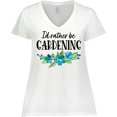 thumbnail image 3 of Inktastic I'd Rather Be Gardening Blue Flowers Women's Plus Size V-Neck T-Shirt, 3 of 5