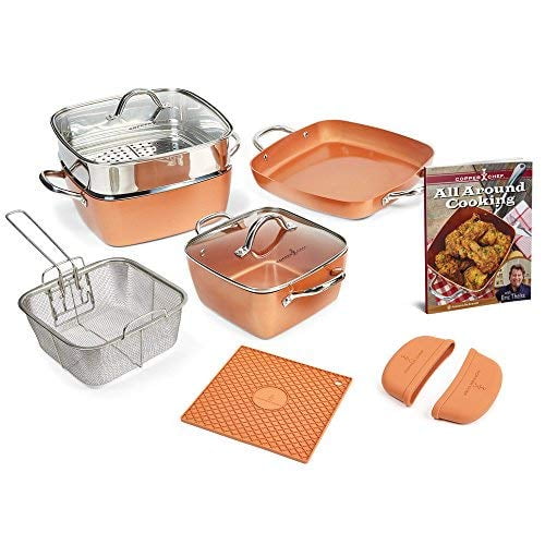 Copper Chef Juego de utensilios de cocina antiadherentes, ollas, sartenes y accesorios, juego de 12 piezas