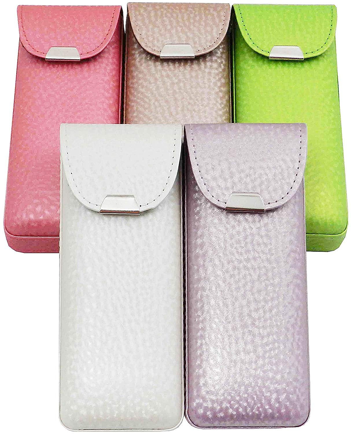 Eyeglass Case Top Snap Closure Metal Embellishment Pearly Shade Of Pink