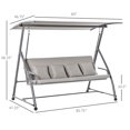 thumbnail image 3 of Outsunny Patio Swing Chair, 3 Person Convertible Hammock, Light Grey, 3 of 10