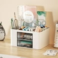 thumbnail image 4 of Marbrasse Pen Organizer with 2 Drawer, Multi-Functional Pencil Holder for Desk, Desk Organizers and Accessories with 5 Compartments + Drawer for Office Art Supplies (White), 4 of 7