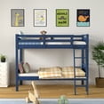 thumbnail image 3 of Costway Twin Over Twin Bunk Bed Convertible 2 Individual Beds Wooden Navy, 3 of 11