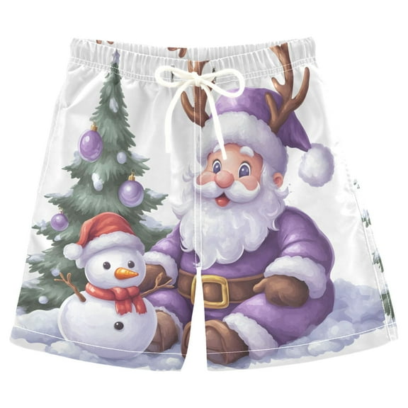 joogoo Kids Boys Swim Trunks Christmas Santa Beach Board Shorts Drawstring Swimsuit Kid Teen L
