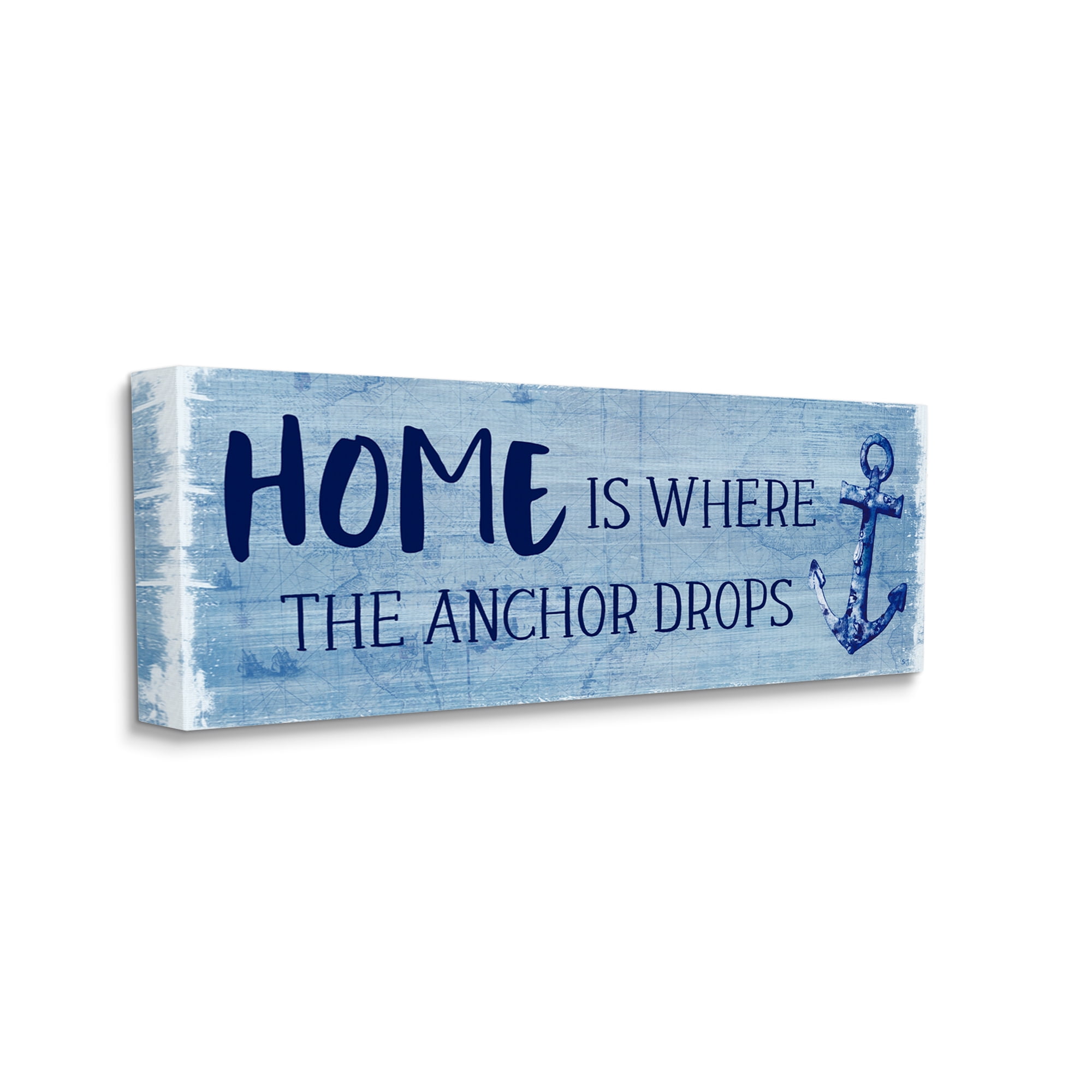 Stupell Industries Home Is Where Anchor Drops Nautical Beach Phrase Graphic Art Gallery Wrapped Canvas Print Wall Art, Design by Susan Jill