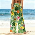 thumbnail image 4 of Gamivast Womens Swimsuit Cover up Pants Palm Leaf Sheer Beach Elastic Waist Pant Holiday Flowy Elastic Waist Boho Swimwear Summer Vacation Outfits, 4 of 5