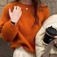 thumbnail image 4 of Suéter holgado de manga larga para mujer, Jersey de punto suave y cálido, color liso, moda Harajuku, Otoño e Invierno, 4 of 4