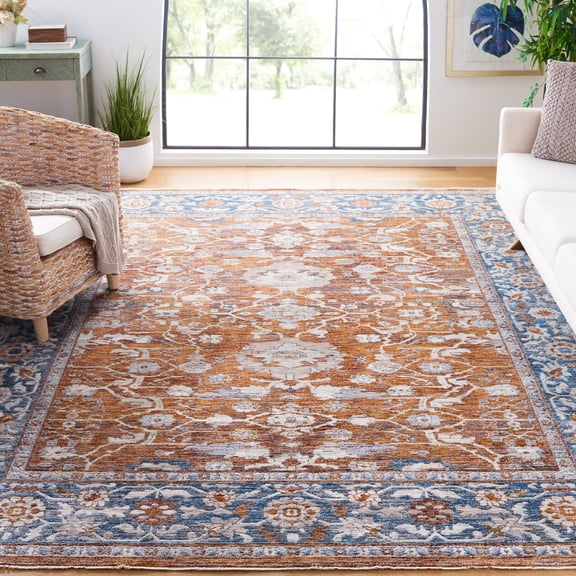 Safavieh Heirloom Lucy Oriental Polyester Area Rug, Rust/Blue, 8' x 10'