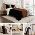 thumbnail image 6 of Full Quilt Set 78''x90'', Black Brown Lightweight Summer Bedspread Coverlet Set with 2 Pillow Shams, Contemporary Striped Boho Art Breathable All Season Quilt Bedding for Bedroom/Guest Room, 6 of 9