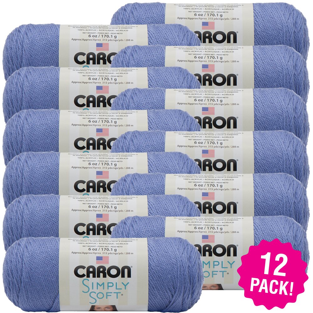 Caron Simply Soft Solids Yarn Lavender Blue, Multipack of 12