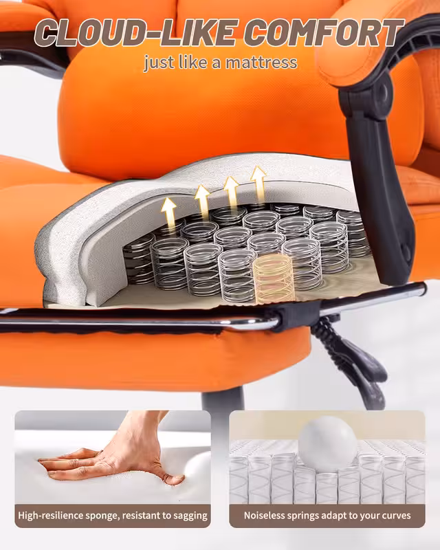 thumbnail image 2 of Qusaphy 600lbs Big and Tall PU Leather Executive Office Chair, Reclining Backrest up to 155°, Spring Cushion Seat, Lumbar Support & Adjustable Armrests for Home Office or Conference Room, 2 of 8