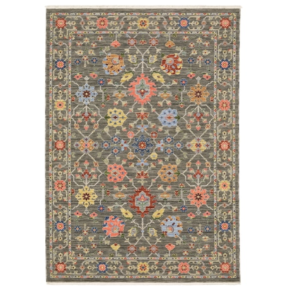 Woven Trends Cabana - 093K1 - Classic Traditional Style, Persian Pattern, Pet & Family Friendly, Living Room, Dining Room, Office, Power Loomed, Low Pile Wool Area Rug in Grey - 8' x  11'