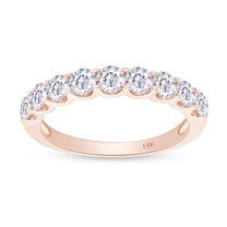 AFFY 1 Carat Lab Grown Diamond Half Eternity Wedding Band Ring for Women 14K Solid Rose Gold-8
