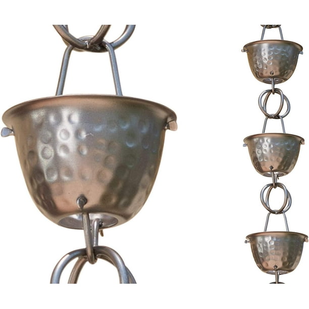 Monarch Rain Chains Aluminum Hammered Cup Rain Chain Replacement