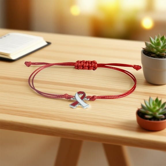 Mouliraty Breast Cancer Bracelet, Advocate The Bracelet for Women's Health Ribbon Bracelet Breast Illness Awareness Day Pull-Out Hand Chain Holiday Gift, Red