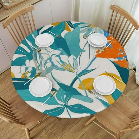 

YANMS Flower Pattern Round Table Cover 100% Polyester Fiber Home Decoration 42-46