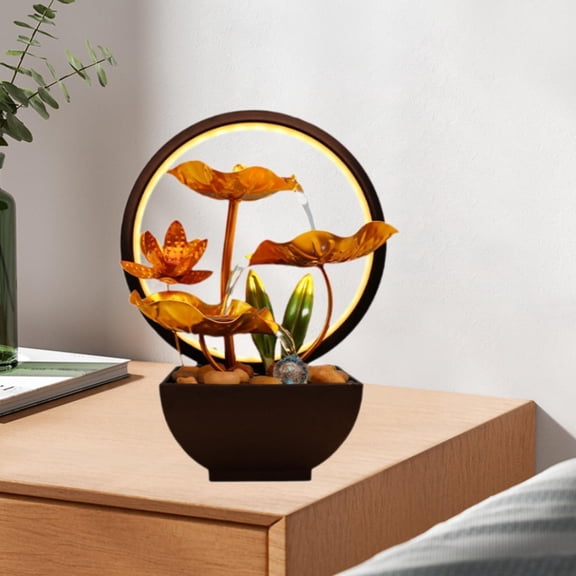 perfk Tabletop Water Sculpture with Light Collectible Indoor