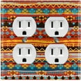 thumbnail image 1 of Metal Light Switch Plate Cover Ethnic Aztec Tribal Art Pattern Orange SFR058, 1 of 13