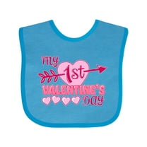Inktastic My First Valentine's Day with Pink Heart and Arrow Boys or Girls Baby Bib