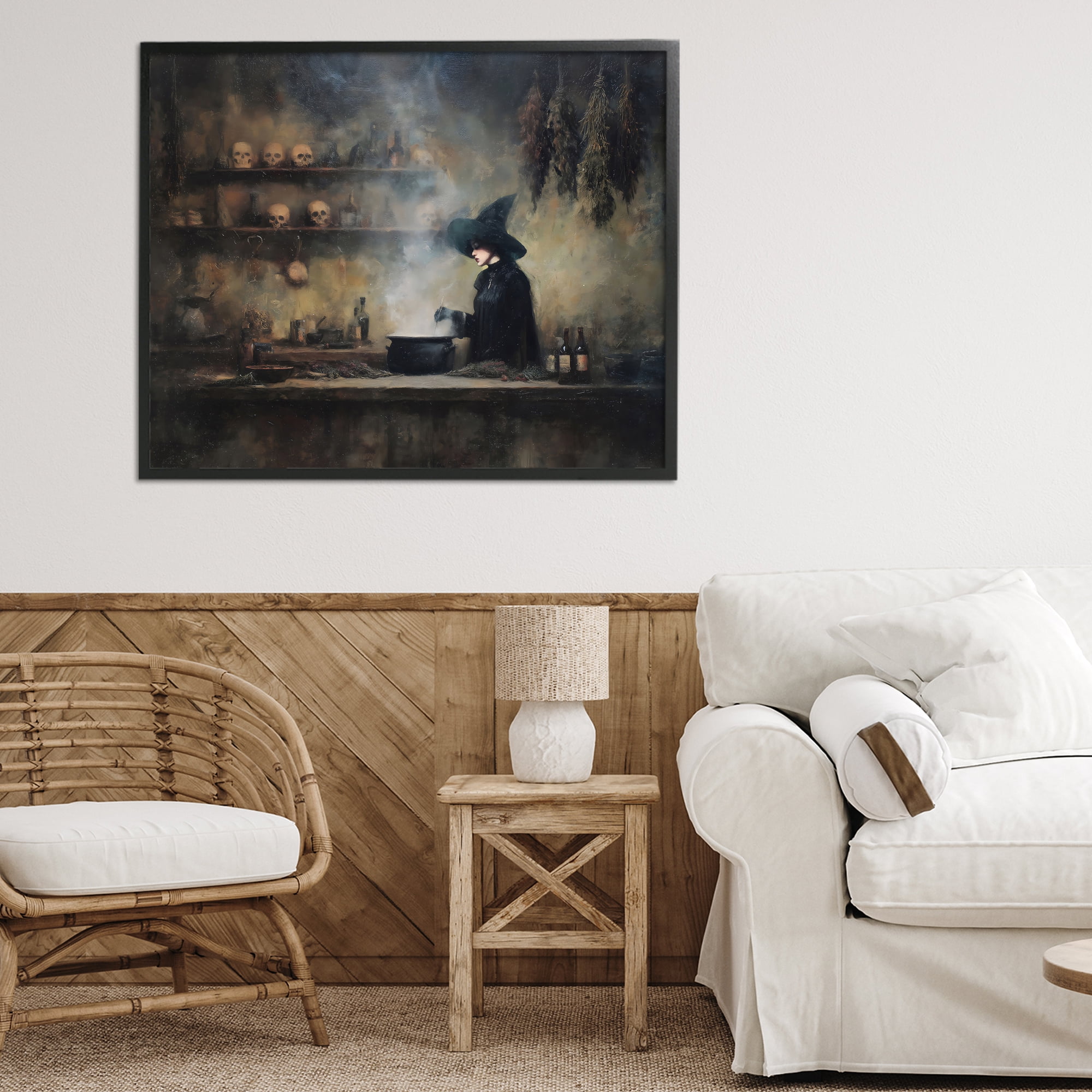 Witch's Cauldron Brew Black Framed Giclee Art, design by Arlington Prints