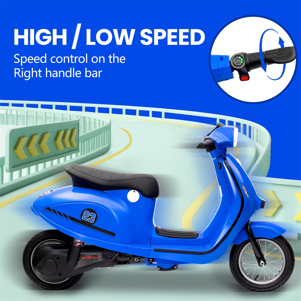 Electric Motorcycle for Big Kids, 24V 350W Kids Ride on Moped, Max Up to 14MPH, with Rear Brake, Twist Grip Throttle & LED Light, Electric Motorbike for Kids/Teens 8-12