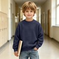 thumbnail image 2 of Resicozy Boys Long Sleeve Waffle Shirts Crewneck Sweatshirt Fall Winter Basic Shirt, Casual School Daily, Toddler Kids, Soft Comfortable 3-14 Years Navy 120, 2 of 9