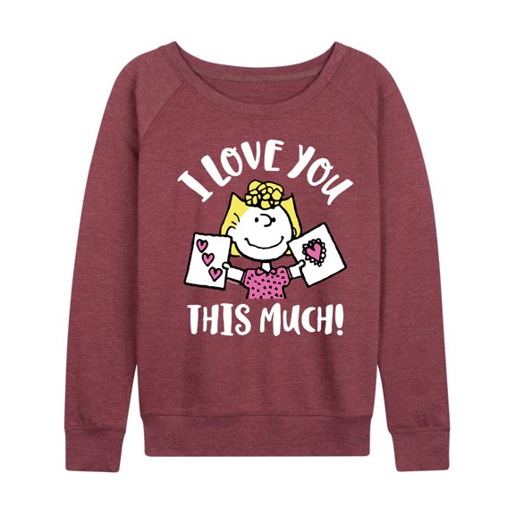 Peanuts - I Love You This Much - Women's Lightweight French Terry Long Sleeve Shirt