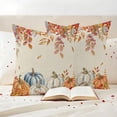 thumbnail image 3 of Orange Blue Thanksgiving Fall Outdoor Waterproof Pillow Covers, Rustic Botanical Pumpkins Decorative Square Throw Pillowcase Sofa Cushion Sham for Patio/Couch/Chair, 24"x24" 2 Pack, 3 of 8