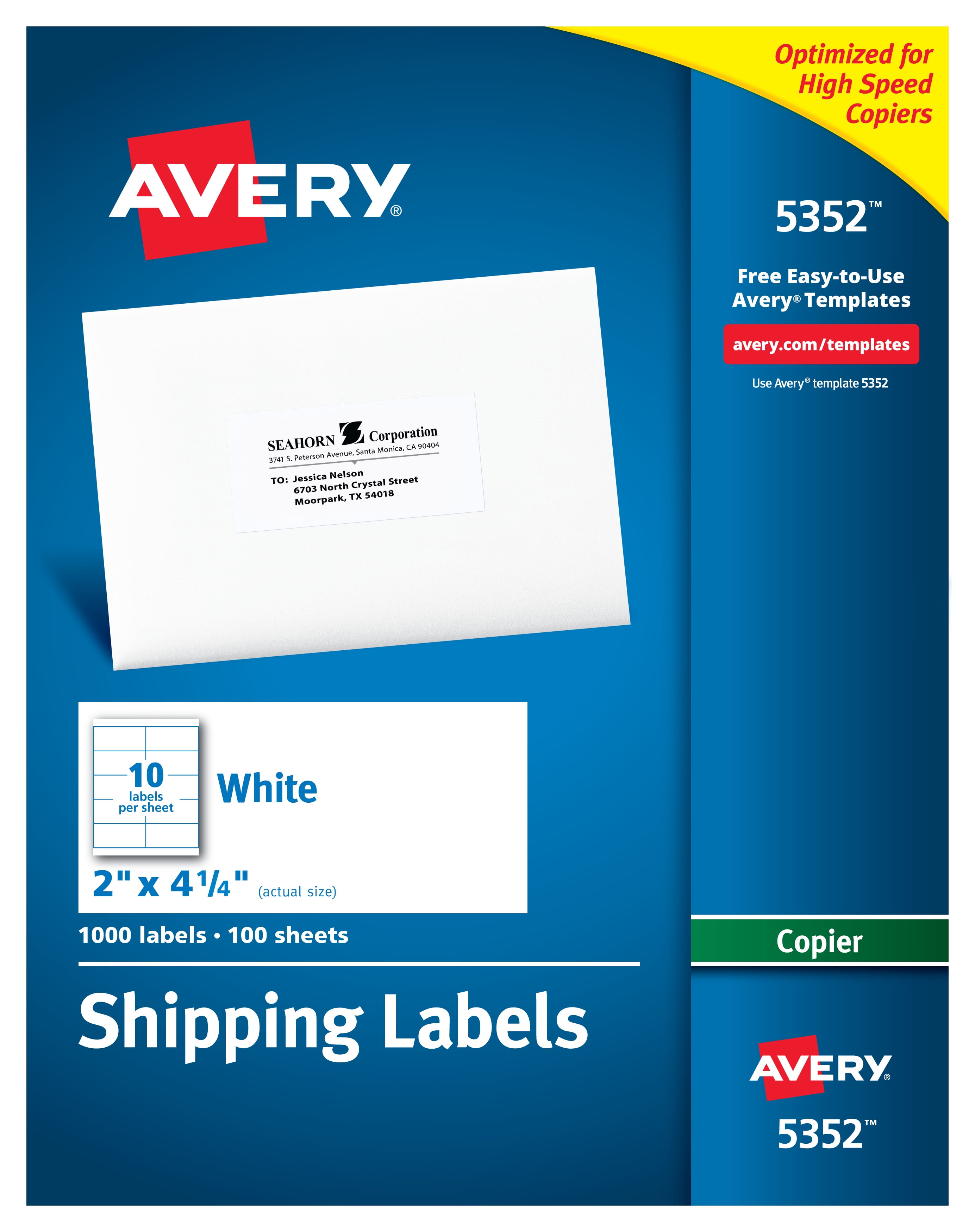 Avery Shipping Labels for Copiers, Permanent Adhesive, 22" x 22-22/22", 22,22  Labels (222) Inside Mailing Address Label Template