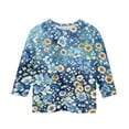 thumbnail image 4 of Cute Shirts for Girls Size 7-8 3/4 Sleeve Daisy Printed Tween Girls Trendy Clothes Tee Shirts Summer Casual Loose Comdy Crew Neck Shirts Blue 12-13 Years, 4 of 5