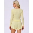 thumbnail image 4 of DARING DIVA Lounge Set Long Sleeve Pajamas Button 2 Pieces Shirts M Yellow, 4 of 6