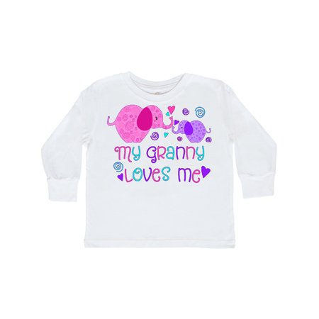 

Inktastic My Granny Loves Me- cute elephants Gift Toddler Boy or Toddler Girl Long Sleeve T-Shirt