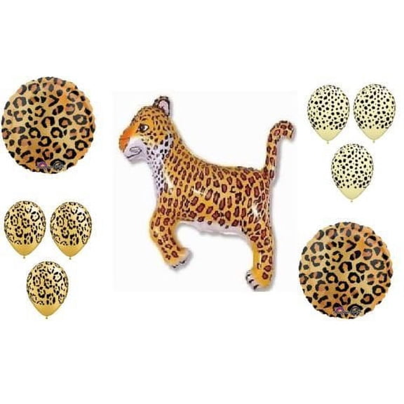 LEOPARD Cheetah BLACK SPOTS Jungle ZOO Safari Party Mylar & Latex BALLOONS Set
