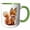 Green/White, variant on 3drose, Pretty Image of Watercolor Ornamental Fox Illustration, 11oz Two-tone Blue Mug