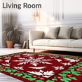 thumbnail image 2 of ODIKA 6'x9' Machine Washable Non-Slip Area Rug, Festive Snowflake Medallion Half Moon Doormat with Holly Border Design High Traffic Rug, Red, 605466, 2 of 7