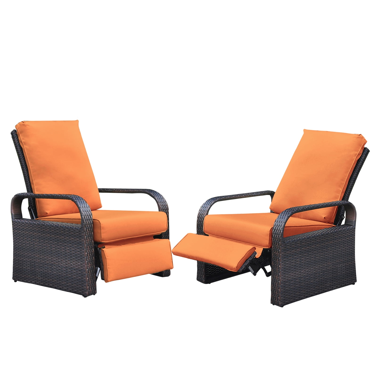Arttoreal 3PCS Rattan Wicker Adjustable Recliner Chair with