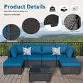 thumbnail image 3 of Danrelax 7-Piece Outdoor Sectional Sofa Patio Conversation Set, Black PE Rattan Wicker Furniture, Steel Frame in Peacock Blue Blue, 3 of 7