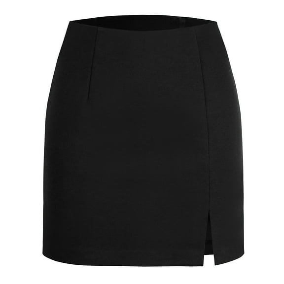 Women's Casual High Waist Mini Skirt with Slit Elastic Waist Bodycon Pencil Short Skirts