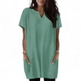 thumbnail image 6 of biudgviw Womens Summer Tunic Tops Short Sleeve Casual Long T Shirts Comfy V Neck Loose Fit Basic Tees with Pockets Spring Outfits, 6 of 6