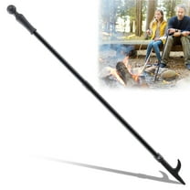 FENHRTVM Fire Place Pocker 30-46Inch Stainless Steel Adjustable Length Outdoor Fire Pit Poker For Camping,Wood Stove Fire Poker for Fire Pit,Black