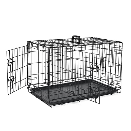 ABC Pet Folding Metal Dog Crate, Durable Double-Door Wire Pet Kennel with Leak-Proof Tray,42.5x28x30inch