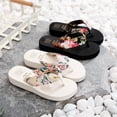 thumbnail image 2 of Chanclas de verano para mujer, de tela satinada bohemia, con tacón flácido, informales, para playa, estilo étnico, 2 of 6