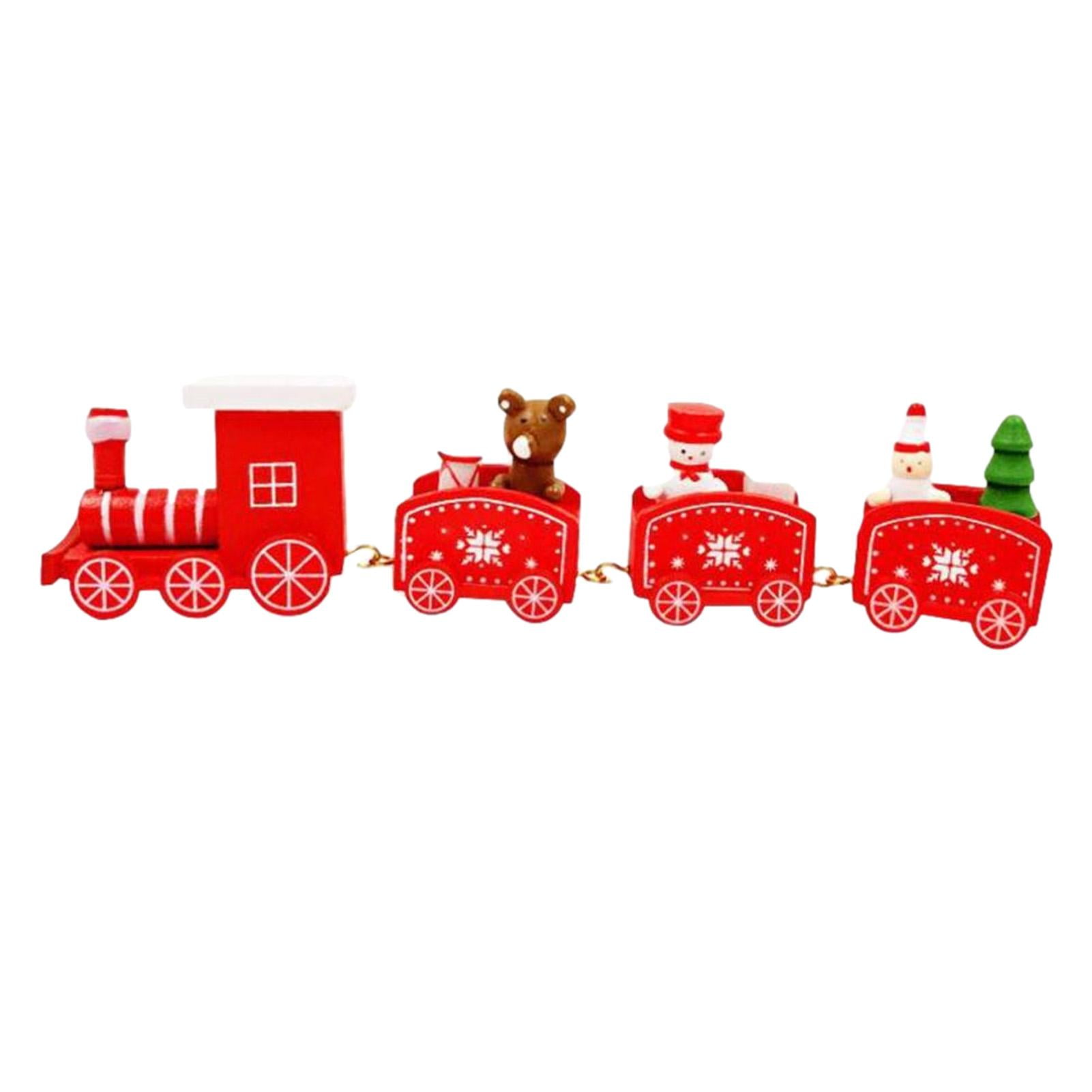 Kafei Mini Wooden Train For Christmas Wooden Christmas Train With Snowman 4 Carriages Train