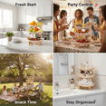 thumbnail image 6 of 3-Tier Fruit Bowl with Stand, Plastic Fruit Bowls with Bamboo Stand, 3-Tier Fruit Serving Tray Set, Large Fruit Basket for Kitchen, Oval Serving Bowls with Wood Rack for Desserts, Sushi, Candies, 6 of 6