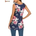 thumbnail image 3 of Spencer Plus Size Women's Floral Print Flowy Tank Tops Summer Sleeveless Casual Loose U Neck Pleated Tunic Shirts (M, Cyan), 3 of 6