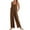 Brown, variant on Women's Casual Loose Sleeveless Jumpsuit - Adjustable Straps Wide Leg, Pockets, Versatile for Daily Travel, Soft Comfortable Fabric - All Seasons