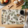 thumbnail image 2 of Sage Green Christmas Placemats Set of 8, Rustic Pine Cones Xmas Botanical Placemats for Dining Table, Place Mats for Kitchen Tabletop, Waterproof Wipeable Dining Table Mats Set, 2 of 9