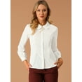 thumbnail image 2 of Camisa Con Botones Para Mujer Blusa De Manga Larga Con Cuello Peter Pan De Carrera Blanco crema L INSPIRE CHIC Camisa, 2 of 6