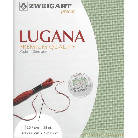Precut Zweigart Lugana 25 count Moss Green 3835/618