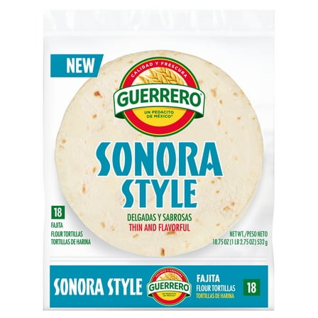 Guerrero Sonora Style Tortillas - 6.0" Fajita - 18 Count, 18.75 oz.