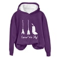 thumbnail image 4 of LGASWYX Women's Halloween Witch Come We Fly Casual Print Hoodie Long Sleeve Sweatshirt (Purple,L), 4 of 4